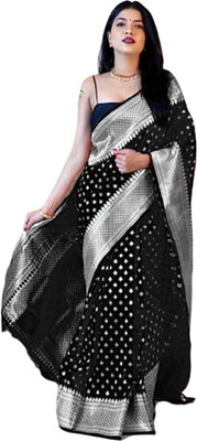 WOMENELEGENCE Embellished Banarasi Pure Silk Saree(Black)