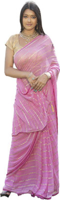 GoVika Self Design Bollywood Nylon Saree(Pink)
