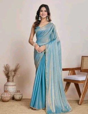 Freya Self Design Bollywood Chiffon Saree(Blue)
