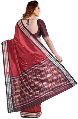 handloom paridhaan Dyed, Temple Border Handloom Pure Cotton Saree(Blue)