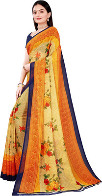 Suali Self Design Bollywood Georgette Saree(Orange, Yellow)