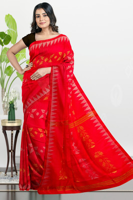 PRANATI ENTERPRISE Self Design, Woven Handloom Cotton Silk, Pure Cotton Saree(Red)