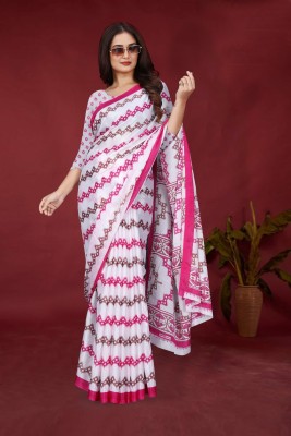 jihana fab Printed Kanjivaram Chiffon, Silk Blend Saree(Pink)