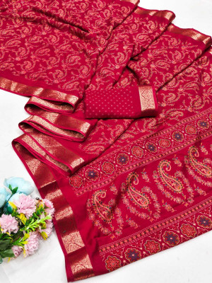 talada Digital Print Bollywood Cotton Silk Saree(Red)