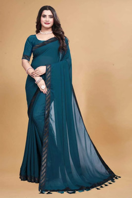 BK COLLECTION Self Design Bollywood Georgette Saree(Dark Blue)