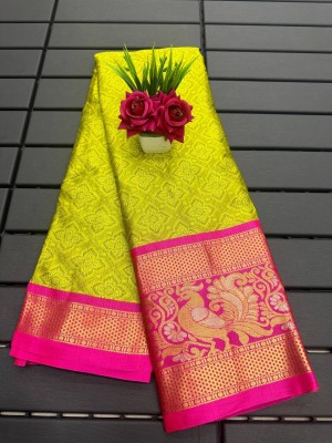 Aika Solid/Plain Banarasi Pure Silk Saree(Multicolor)