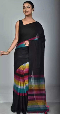 Maku Color Block Handloom Pure Cotton, Polyester Saree(Multicolor)