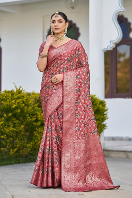 DHARMRAJ ENTERPRISE Digital Print Banarasi Crepe Saree(Red)