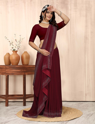 FOMIKA Self Design Bollywood Georgette Saree(Maroon)
