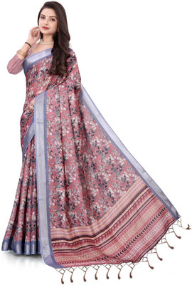 ANVI PRINTS Digital Print Bollywood Linen Saree(Multicolor)