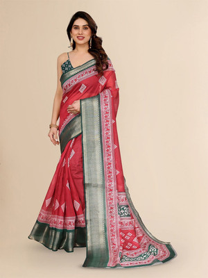 Moda Rapido Printed Bollywood Cotton Blend Saree(Maroon)
