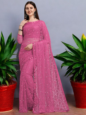 Fashion Nexa Embroidered Bollywood Brasso Saree(Pink)