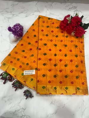 KRISHNA NX Printed Handloom Pure Cotton Saree(Gold)