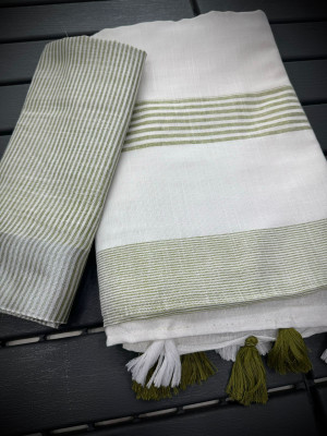 Clothing Hub Self Design Handloom Pure Cotton Saree(Green)