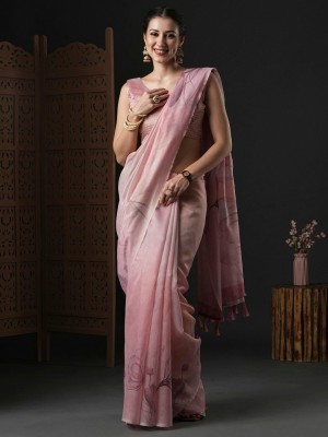 ANOUK Printed Daily Wear Organza Saree(Pink)