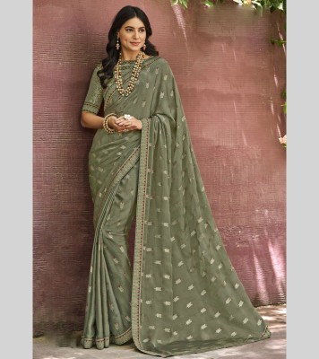 Laxmipati Sarees Embellished Bollywood Chiffon Saree(Green)