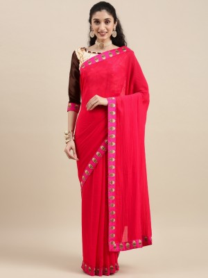 Hritika Floral Print Daily Wear Georgette Saree(Pink)