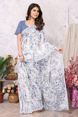 YASHIKA Printed Bollywood Georgette Saree(Grey)