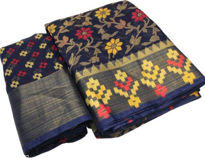 sohank creation Printed, Self Design Chanderi Cotton Blend Saree(Yellow)
