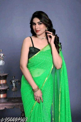 HouseOfCommon Embellished Bollywood Polyester Saree(Green)