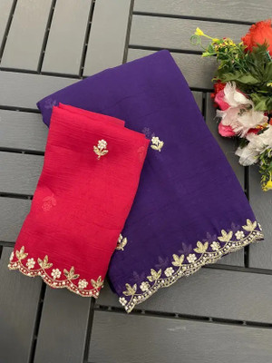 Tradivibe Embellished Bollywood Jimmy choo Saree(Magenta)