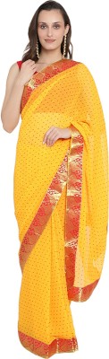 ZACHARIAS Printed, Color Block Daily Wear Georgette, Chiffon Saree(Yellow)