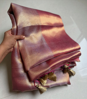 sarees Woven Kanjivaram Handloom Tissue Saree(Pink)