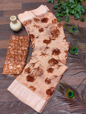 Anand Sarees Printed Bollywood Georgette Saree(Beige, Brown)
