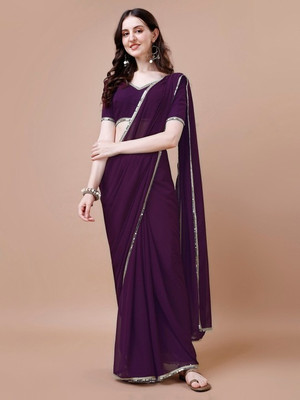 SAREEKART FAB Self Design Banarasi Georgette Saree(Purple)