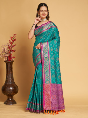 OFLINE SELECTION Woven Banarasi Pure Silk Saree(Light Blue)