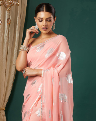 SIRIL Embellished Bollywood Chiffon, Georgette Saree(Pink)