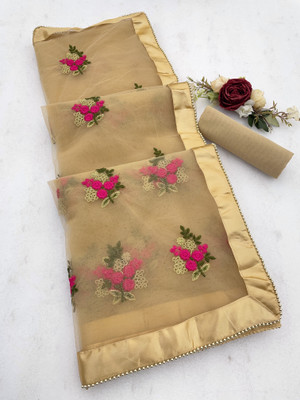 TANVI DESIGNER Embroidered Bollywood Net Saree(Multicolor)