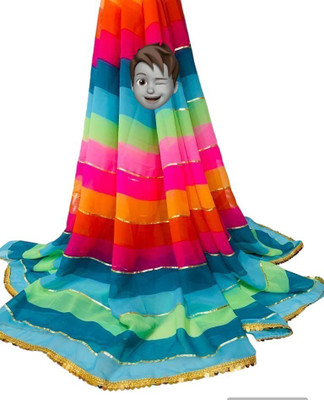 EVERYDAY CREATIONS Striped Leheria Georgette Saree(Multicolor)