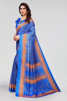 OM SAI TRADING Woven Bollywood Dupion Silk Saree(Blue)