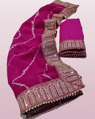 Sahaj Creation Embroidered Leheria Georgette Saree(Pink)
