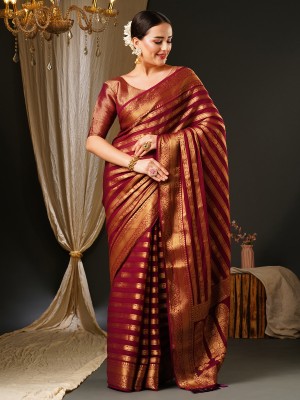 Sareemall Woven Banarasi Satin Saree(Purple)