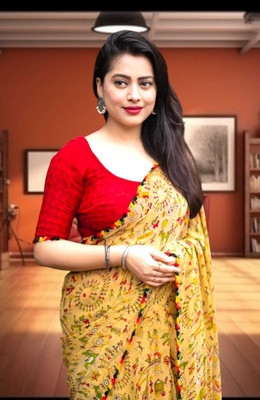 majisasaree Striped Leheria Chiffon Saree(Beige)