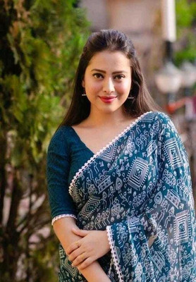 TEN R Printed Bollywood Georgette Saree(Light Blue)