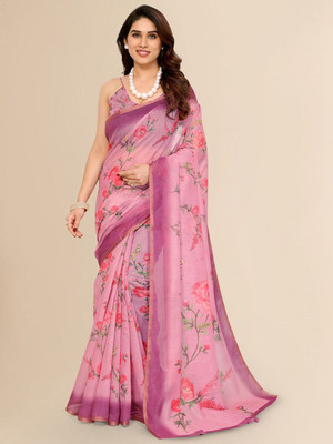 Moda Rapido Printed Bollywood Silk Blend Saree(Pink)