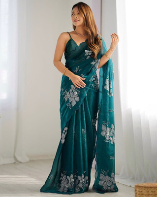 Clemira Embroidered Bollywood Jimmy choo Saree(Light Green)