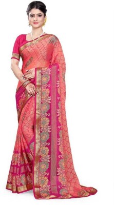 MAHALACMI FAB Woven Bollywood Brasso Saree(Pink)