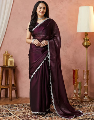 Samah Dyed, Embellished Bollywood Jimmy choo, Tissue Saree(Purple)