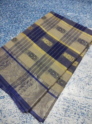 Parbati fashion Self Design Handloom Pure Cotton Saree(Multicolor, Blue)