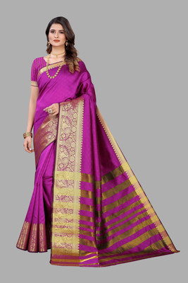 Soor Panchi Woven Banarasi Jacquard Saree(Magenta)
