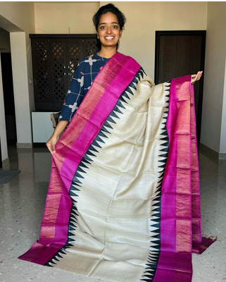2SD gratitude Self Design, Digital Print, Solid/Plain, Printed Handloom Tussar Silk Saree(Multicolor)