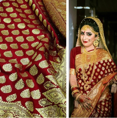 Dulhan Collection Woven Banarasi Silk Blend Saree(Maroon)