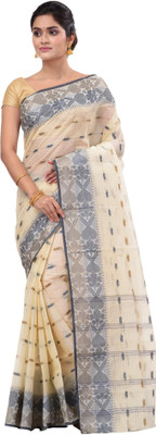 DipDiya Self Design, Embellished, Woven Bollywood Pure Cotton Saree(Beige)