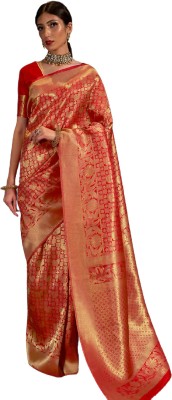 SHIV HUB Woven Banarasi Jacquard Saree(Red)