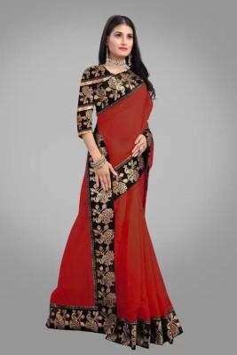 renbriza Printed Chanderi Cotton Silk Saree(Red)