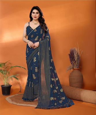 Dhruti Creation Self Design Bollywood Georgette Saree(Blue)